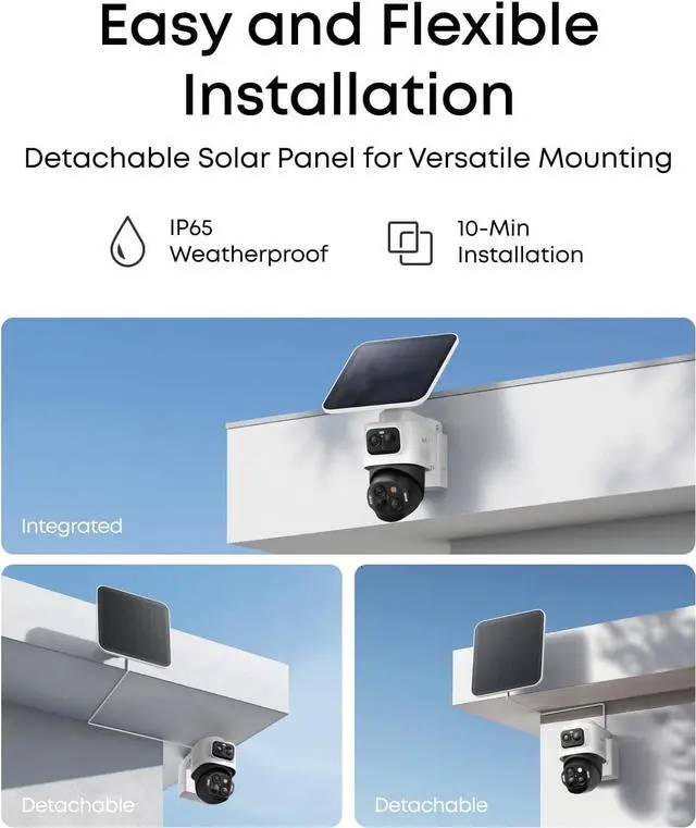 Alt view image 4 of 7 - eufy Security eufyCam S4 2-Cam Kit,4K Solar Camera Wireless Outdoor, Triple Lens Bullet-PTZ Cam, 360° View, Cross-Cam Track, AI Recognition, 8X Zoom, Color Night Vision, 0 Monthly Fee, Local Storage