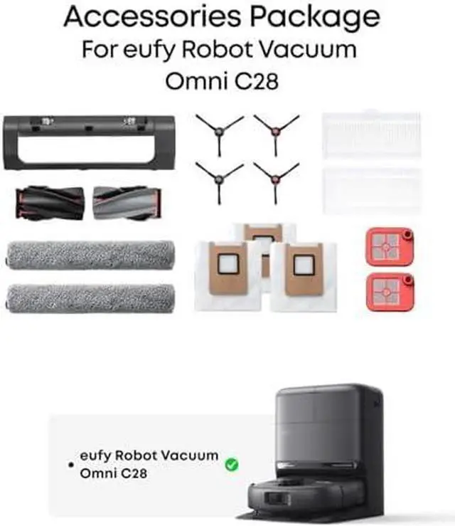 Alt view image 2 of 7 - eufy Robot Vacuum Omni C28 and Replacement Kit for C28, 15,000 Pa Suction, HydroJet Self Clean Roller Mop, Upgraded from X10 Pro, Zero-Tangle for Pet Hair, Auto Mop Washing&Drying, Self-Emptying