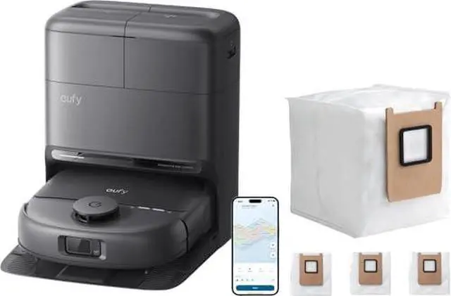 Alt view image 4 of 7 - eufy Robot Vacuum Omni C28 and Dust bags, 15,000 Pa Suction,HydroJet Self Clean Roller Mop,Zero-Tangle for Pet Hair, Auto Mop Washing&Drying, Self-Emptying&Refilling
