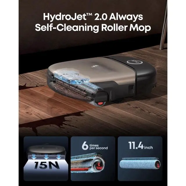 Alt view image 6 of 7 - eufy Robot Vacuum Omni S2 + Accessory Kit + Hard Floor Cleaner,30,000 Pa Fade-Free Suction,99.99% Germ Removal, HydroJet 2.0 Always Self-Cleaning Roller Mop,5-Layer Filtration