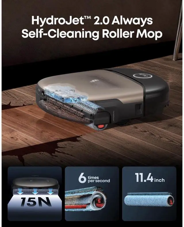 Alt view image 6 of 7 - eufy Robot Vacuum Omni S2 + Accessory Kit,99.99% Germ Removal, HydroJet 2.0 Always Self-Cleaning Roller Mop, 30,000 Pa Fade-Free Suction, 5-Layer Filtration, 68-Days Self Emptying, Fragrance Diffuse