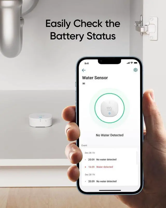 Alt view image 5 of 6 - eufy Security Water and Freeze Sensor with Remote Alerts, IP65 Waterproof, 2-Year Battery Life, HomeBase Required, Compatible with HomeBase 2 and 3, Optional 24/7 Protection Service, App Control