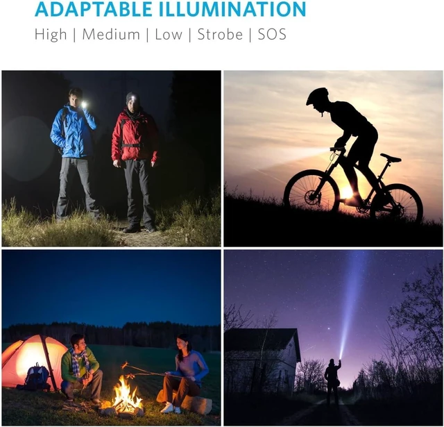 Alt view image 3 of 6 - Anker Rechargeable Bolder LC90 LED Flashlight, Pocket-Sized Torch with Super Bright 900 Lumens CREE LED, IPX5 Water-Resistant, Zoomable, 5 Light Modes