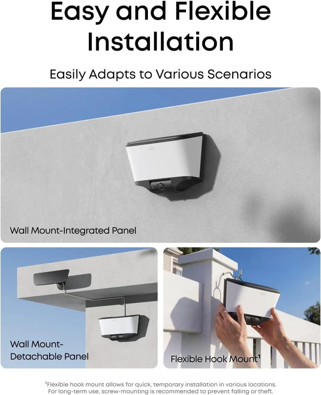 Alt view image 5 of 7 - eufy Security Wall Light Cam S4, 4K Ultra HD, Solar Security Camera
Wireless Cam, USB-C Continuous Power, Wall Light, Motion Activated Light, AI Detection, IP65, No Monthly Fee, Built-in 32GB
