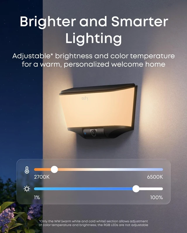 Alt view image 7 of 7 - eufy Security Wall Light Cam S4, 4K Ultra HD, Solar Security Camera
Wireless Cam, USB-C Continuous Power, Wall Light, Motion Activated Light, AI Detection, IP65, No Monthly Fee, Built-in 32GB