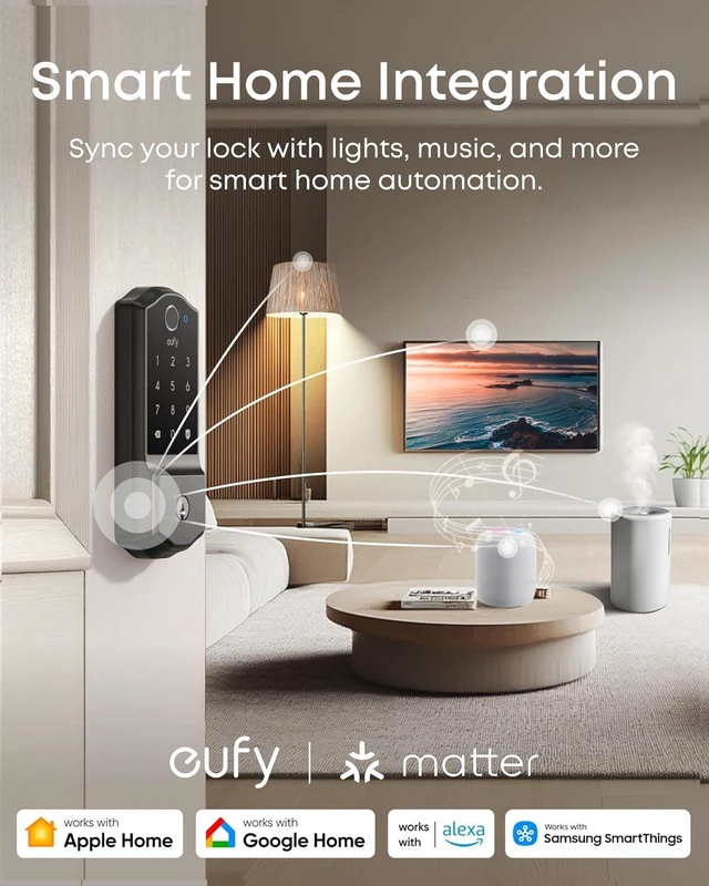 Alt view image 2 of 7 - eufy Security Smart Lock Familock E32, Fingerprint Keyless Entry Door Lock
8 AA Batteries, 8-Month Battery Life, Supports Matter, Apple Home, Google Home, and Alexa, Front Door Smart Lock Deadbolt