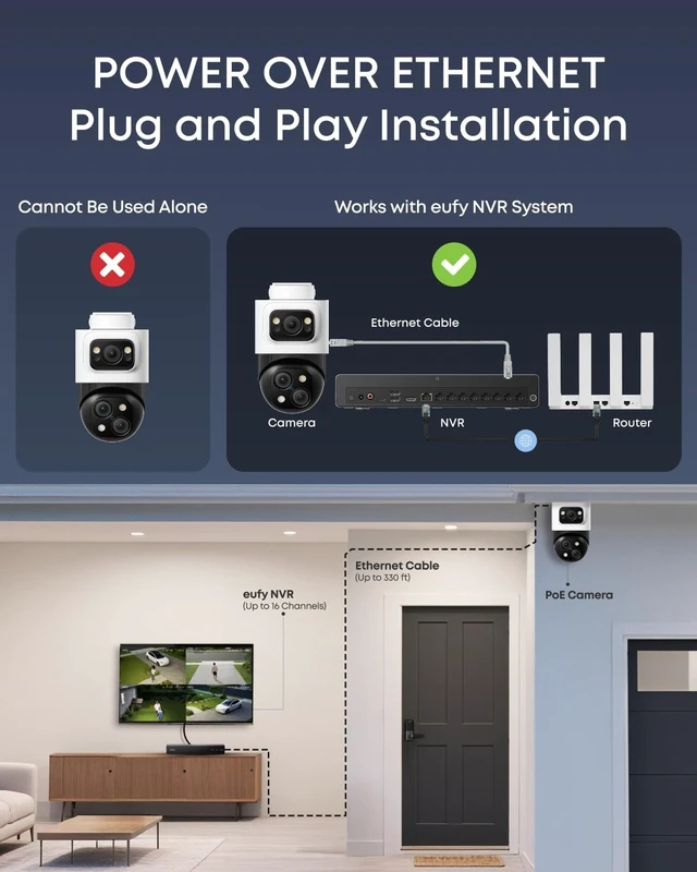 Alt view image 3 of 7 - eufy Security PoE Bullet-PTZ Cam S4, 4K UHD, Add-On Cam
Requires eufy NVR, Triple Lens, 360° Coverage, 8X Hybrid Zoom, AI Tracking, Red & Blue Light, PoE Plug & Play, 24/7 Recording
