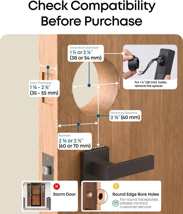 Alt view image 7 of 7 - eufy Security Smart Lock E40, Front Door Deadbolt with Facial Recognition
3-in-1 Smart Entry with Video Doorbell, 2K Camera, Face Unlocking Keyless Entry, 32GB Local Storage, Dual Power, Matter