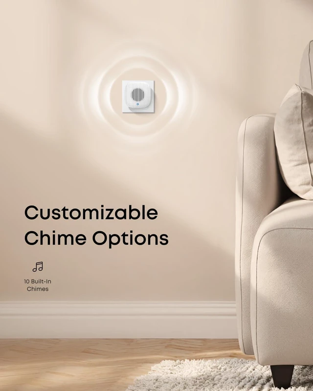 Alt view image 3 of 7 - eufy Video Doorbell Chime 2, 10 Built-In Chimes, 2.4 GHz and 5 GHz Dual-Band Wi-Fi, Easy Setup, Bluetooth Auto-Pairing, Adjustable Volume Up to 80 dB
