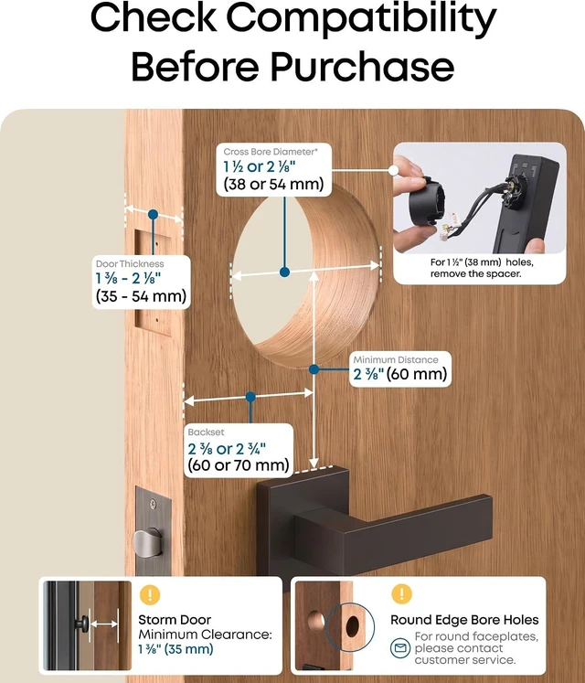 Alt view image 7 of 7 - eufy Security Smart Lock C220, Fingerprint Keyless Entry Door Lock
Built-in Wi-Fi, App Remote Control, Up to 8-Month Battery, Front Door Smart Lock Deadbolt, IP53, Black, Traditional