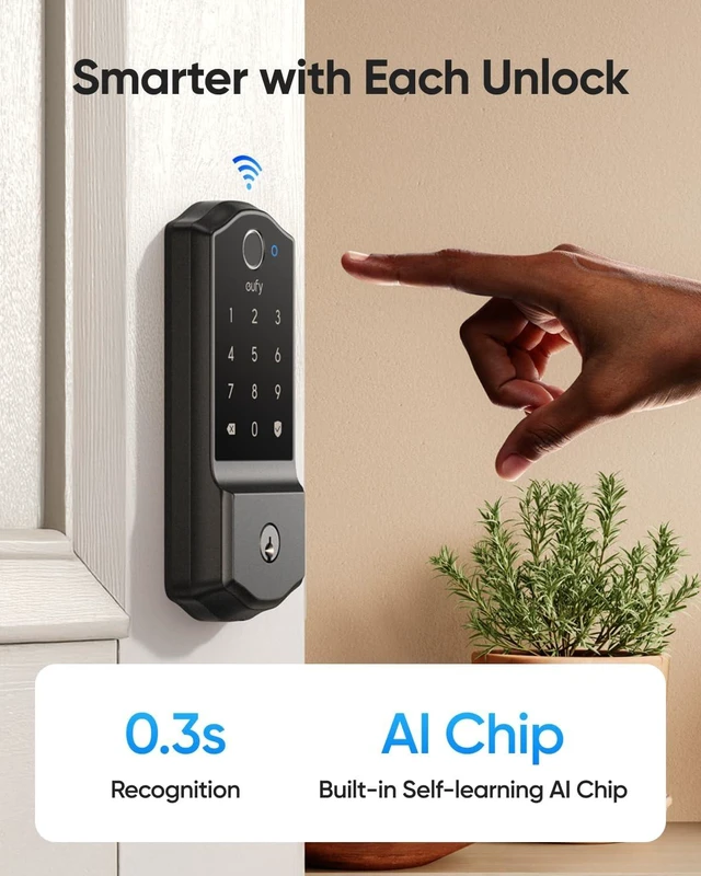 Alt view image 2 of 7 - eufy Security Smart Lock C220, Fingerprint Keyless Entry Door Lock
Built-in Wi-Fi, App Remote Control, Up to 8-Month Battery, Front Door Smart Lock Deadbolt, IP53, Black, Traditional