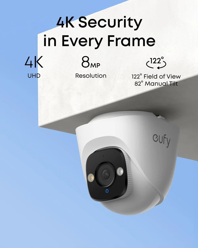 Alt view image 2 of 7 - eufy Security PoE Turret Camera E41, 4K UHD, Add-On Cam
Requires eufy NVR, 24/7 Recording, Human/Vehicle/Pet AI Detection, Red & Blue Strobe, Plug & Play