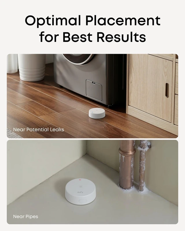 Alt view image 6 of 7 - eufy Security Flood & Freeze Sensor E20, Water Leak Detector &Freeze Alarm
Extended Reach with Cable, 75 dB Alarm, 5-Year Battery, Requires HomeBase 2, 3, Mini, or Pro. For Basement, Kitchen, Laundry