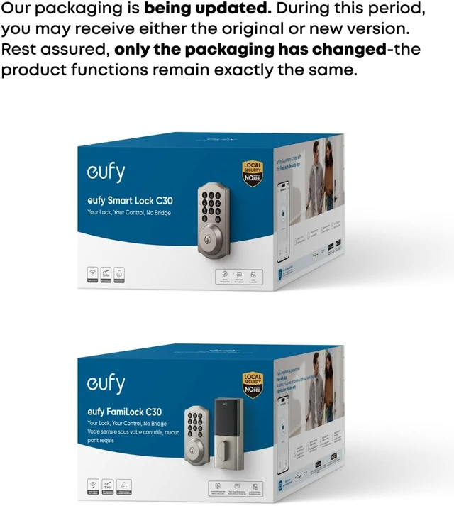 Alt view image 2 of 7 - eufy Security Smart Lock C30, Keyless Entry Door Lock, Built-in Wi-Fi
Easy Installation, App Remote Control, Reliable Power, Keypad Deadbolt for Front Door, Traditional, Nickel