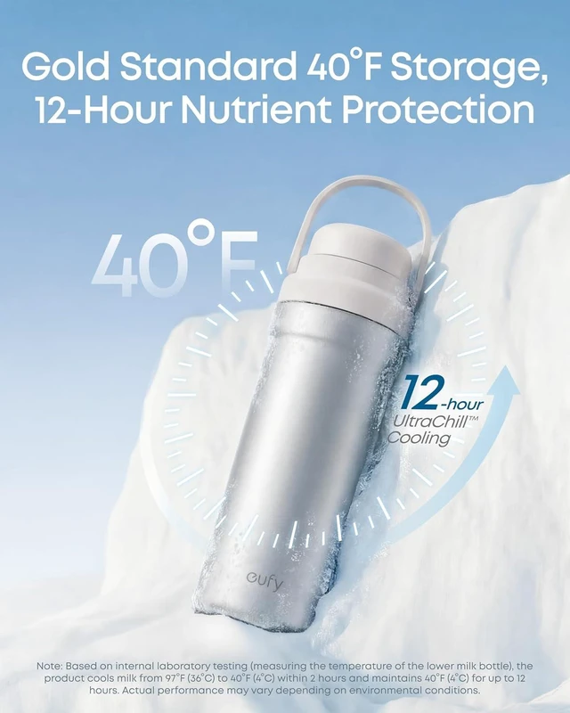 Alt view image 2 of 7 - eufy Portable Milk Cooler E10, 20 oz, Stainless Steel, BPA-Free
24H Preservation, 5 oz / 10 oz Multi-Size Bottle, Perfect for Working or Traveling, FoodGrade Safety, Durable, Easy Cleaning
