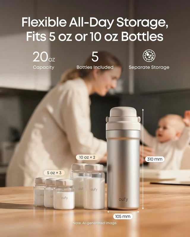 Alt view image 3 of 7 - eufy Portable Milk Cooler E10, 20 oz, Stainless Steel, BPA-Free
24H Preservation, 5 oz / 10 oz Multi-Size Bottle, Perfect for Working or Traveling, FoodGrade Safety, Durable, Easy Cleaning