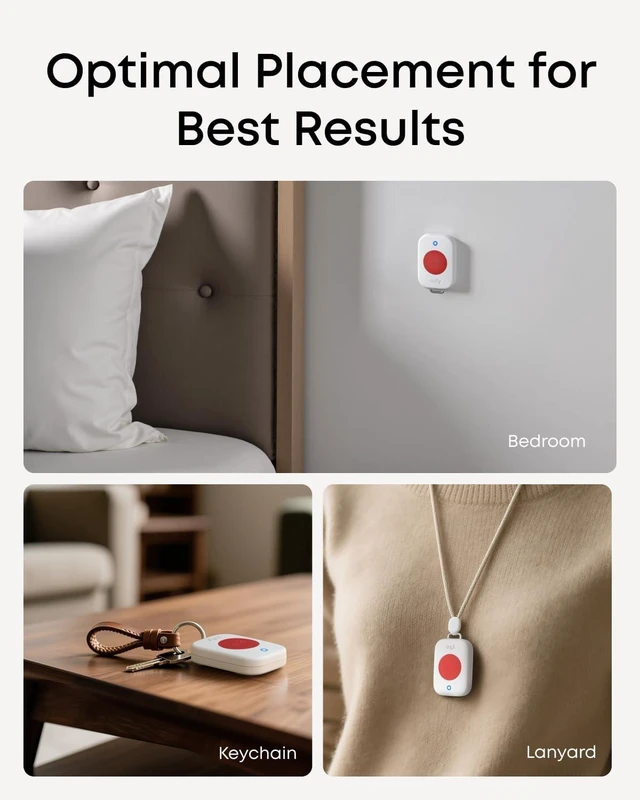 Alt view image 4 of 6 - eufy Panic Button, Wireless SOS Alarm, Weatherproof, Wearable or Wall Mount
Long-Lasting Battery, Multiple Carrying and Mounting Options, Requires a US version of HomeBase 2, 3, Mini, or Pro
