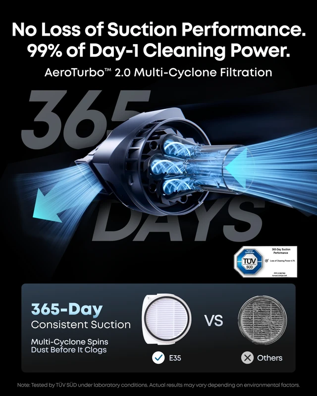 Alt view image 7 of 7 - eufy Robot Vacuum and Mop Combo, Omni E35, Baby-Grade Clean, 35,000 Pa, Extendable Side Brush, Zero-Tangle Design, All-in-One Station, AI Obstacle Avoidance, Edge-to-Corner Cleaning