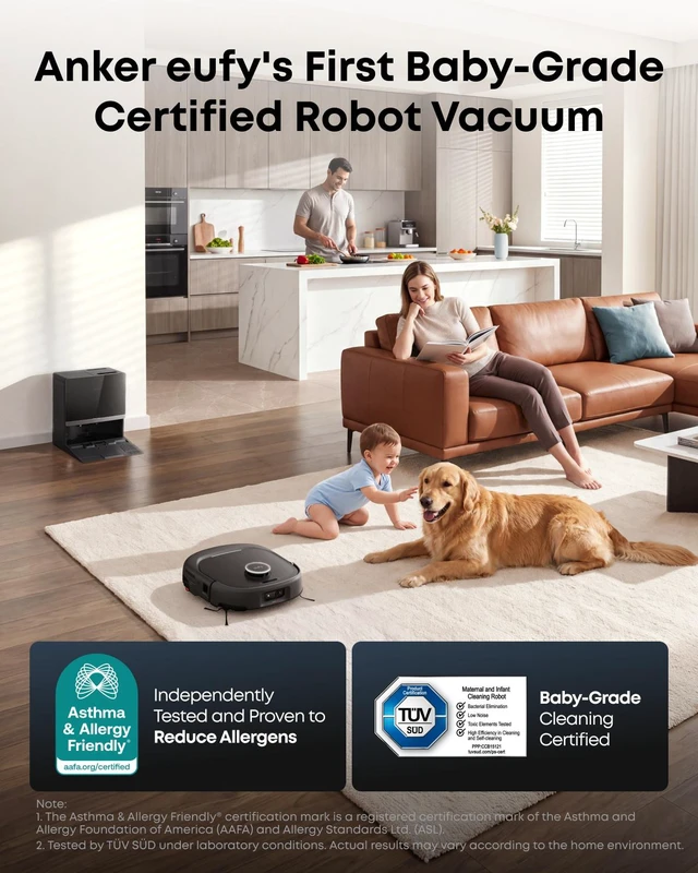 Alt view image 2 of 7 - eufy Robot Vacuum and Mop Combo, Omni E35, Baby-Grade Clean, 35,000 Pa, Extendable Side Brush, Zero-Tangle Design, All-in-One Station, AI Obstacle Avoidance, Edge-to-Corner Cleaning