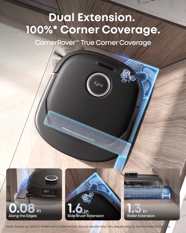 Alt view image 4 of 7 - eufy Robot Vacuum and Mop Combo, Omni E35, Baby-Grade Clean, 35,000 Pa, Extendable Side Brush, Zero-Tangle Design, All-in-One Station, AI Obstacle Avoidance, Edge-to-Corner Cleaning