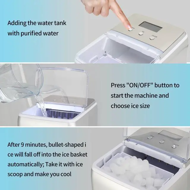 Alt view image 6 of 7 - TakeIt Ice Maker 120V 150W 44lbs /20kg /24h Plastic Transparent Cover/Display Commercial Household