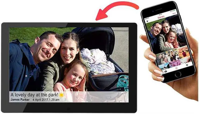 Alt view image 4 of 7 - TakeIt WiFi Digital Picture Frame 10 inch Digital Photo Video Cloud Frame 16GB HD 1280x800 IPS LCD Touch Screen Auto-Rotate Adjustable Brightness Black