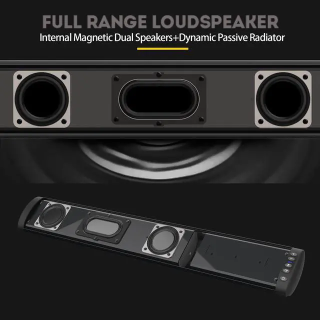 Alt view image 3 of 7 - TakeIt Bluetooth Soundbar Sound Bar for TV PC Bluetooth 5.0 Speaker Music Stereo Subwoofer Home Theater Support TF Card USB