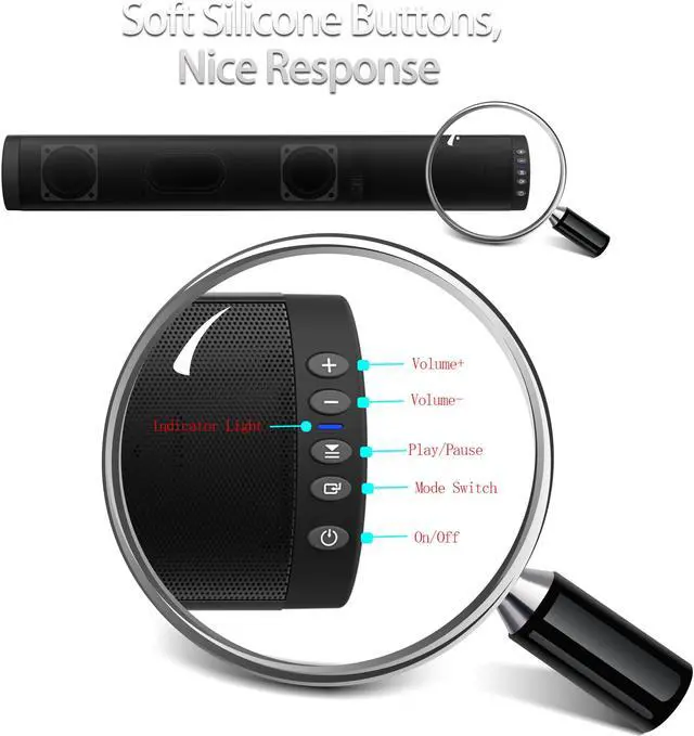 Alt view image 5 of 7 - TakeIt Bluetooth Soundbar Sound Bar for TV PC Bluetooth 5.0 Speaker Music Stereo Subwoofer Home Theater Support TF Card USB