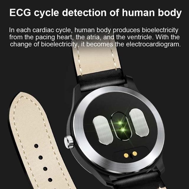 Alt view image 4 of 7 - TakeIt Men Smart Watch Bluetooth ECG PPG Smartwatch Color Screen Heart Rate Sleep Monitor Multi-sport Fitness Tracker Leather Strap for IOS Android