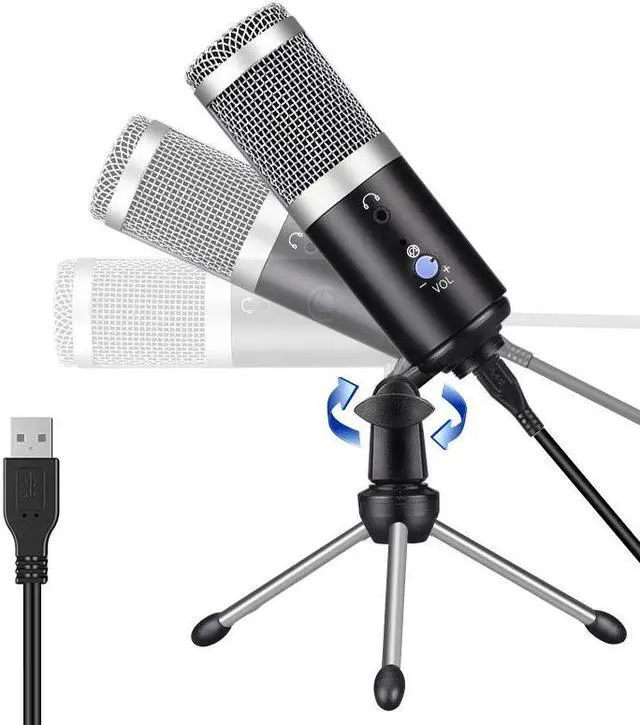 Alt view image 2 of 7 - TakeIt USB Microphone with Stand, Metal Condenser Recording Microphone with Real-Time Ear Tracking, for Laptop Computer Recording Vocals, Voice Overs, Online Class, YouTube Videos Silver