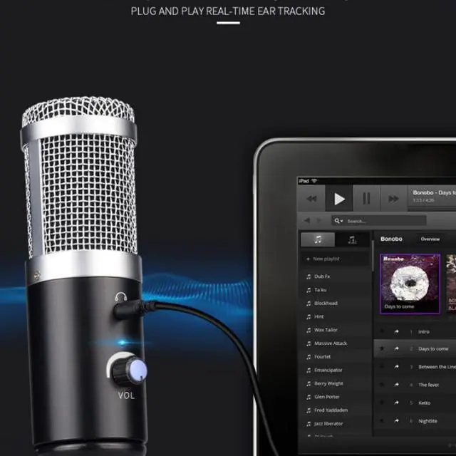 Alt view image 6 of 7 - TakeIt USB Microphone with Stand, Metal Condenser Recording Microphone with Real-Time Ear Tracking, for Laptop Computer Recording Vocals, Voice Overs, Online Class, YouTube Videos Silver