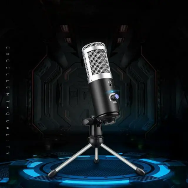 Alt view image 7 of 7 - TakeIt USB Microphone with Stand, Metal Condenser Recording Microphone with Real-Time Ear Tracking, for Laptop Computer Recording Vocals, Voice Overs, Online Class, YouTube Videos Silver