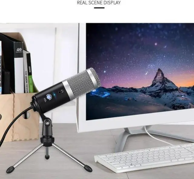 Alt view image 4 of 7 - TakeIt USB Microphone with Stand, Metal Condenser Recording Microphone with Real-Time Ear Tracking, for Laptop Computer Recording Vocals, Voice Overs, Online Class, YouTube Videos Silver