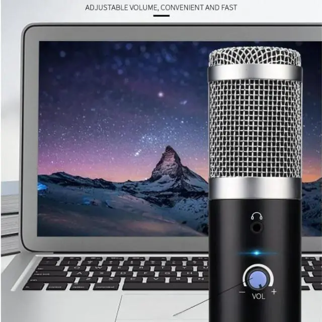 Alt view image 5 of 7 - TakeIt USB Microphone with Stand, Metal Condenser Recording Microphone with Real-Time Ear Tracking, for Laptop Computer Recording Vocals, Voice Overs, Online Class, YouTube Videos Silver