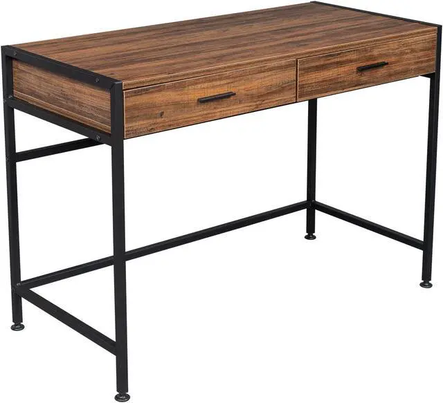 Alt view image 5 of 7 - TakeIt 41.9" Computer Desk Gaming Desks Study Table with 2 Drawers Retro Wood Table Top for Home Office Study Writing