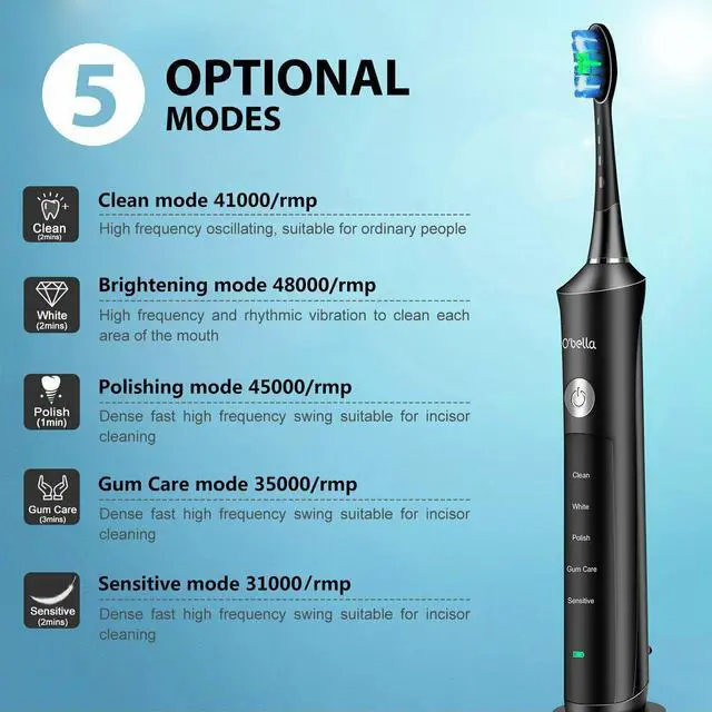 Alt view image 3 of 7 - TakeIt Sonic Electric Toothbrush USB Rechargeable 5 Modes Brush Heads Precise Cleaning