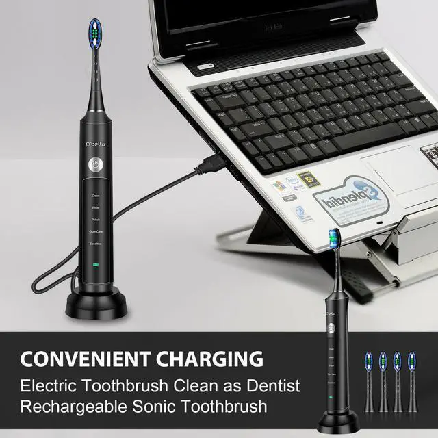 Alt view image 5 of 7 - TakeIt Sonic Electric Toothbrush USB Rechargeable 5 Modes Brush Heads Precise Cleaning