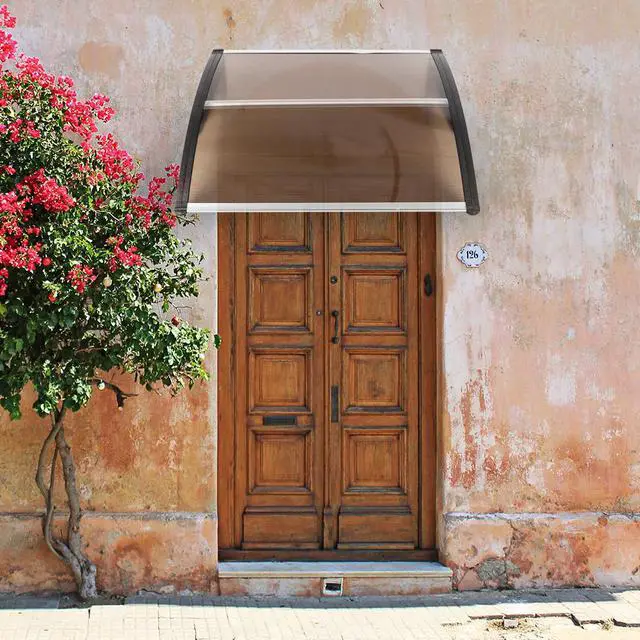 Alt view image 3 of 7 - TakeIt Door Window Awnings Canopy Exterior Front Door Eaves Sun Rain Protection Cover 39.38" x 37.8" x 9.8"