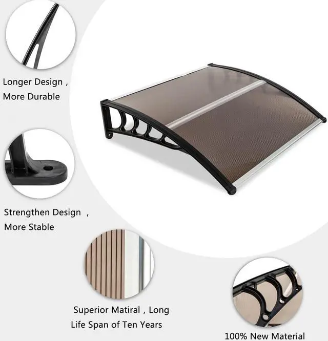 Alt view image 6 of 7 - TakeIt Door Window Awnings Canopy Exterior Front Door Eaves Sun Rain Protection Cover 39.38" x 37.8" x 9.8"