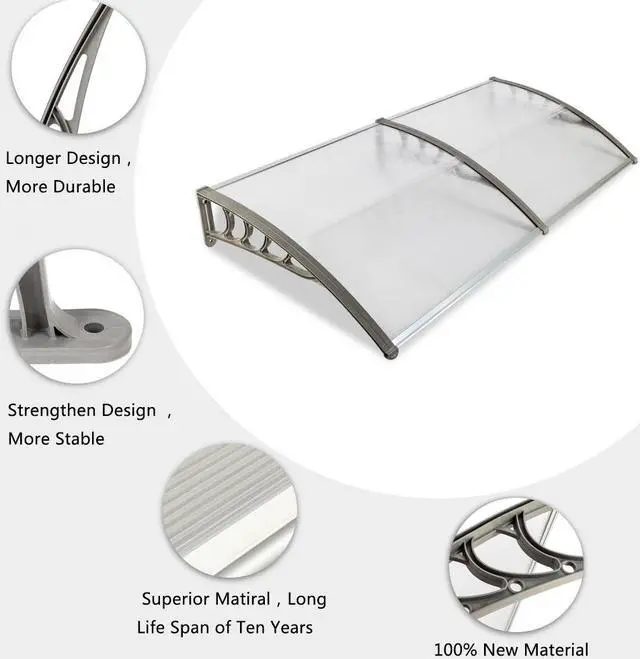 Alt view image 7 of 7 - TakeIt Door Window Awnings Canopy Exterior Front Door Eaves Sun Rain Protection Cover 77" x 37.8" x 9.8"