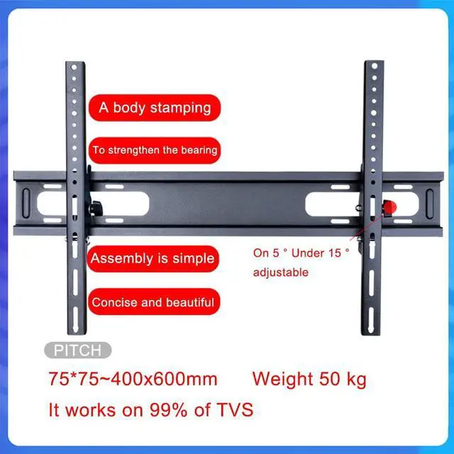 Alt view image 5 of 7 - TakeIt 39-70" Adjustable Wall Mount Bracket TV Stand with Spirit Level