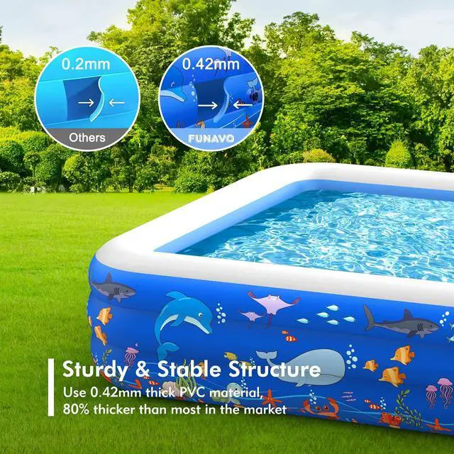 Alt view image 5 of 7 - TakeIt Inflatable Swimming Pools, Inflatable Pool for Kids, Kiddie, Toddler, Adults, 100" X 71" X 22" Family Full-Sized Swimming Pool, Lounge Pool for Outdoor, Backyard, Garden, Indoor, Lounge