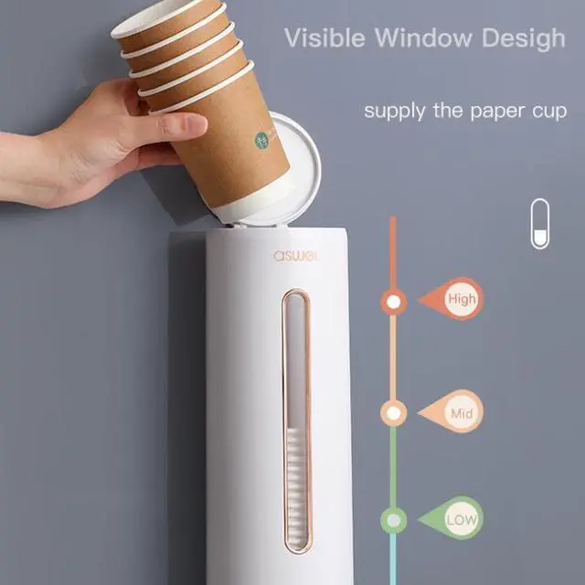Alt view image 6 of 7 - TakeIt Cups Dispenser Wall Mount Pull Type Paper Cup Holder Cup Dropper for Disposable Small Cups for Home Office Kitchen