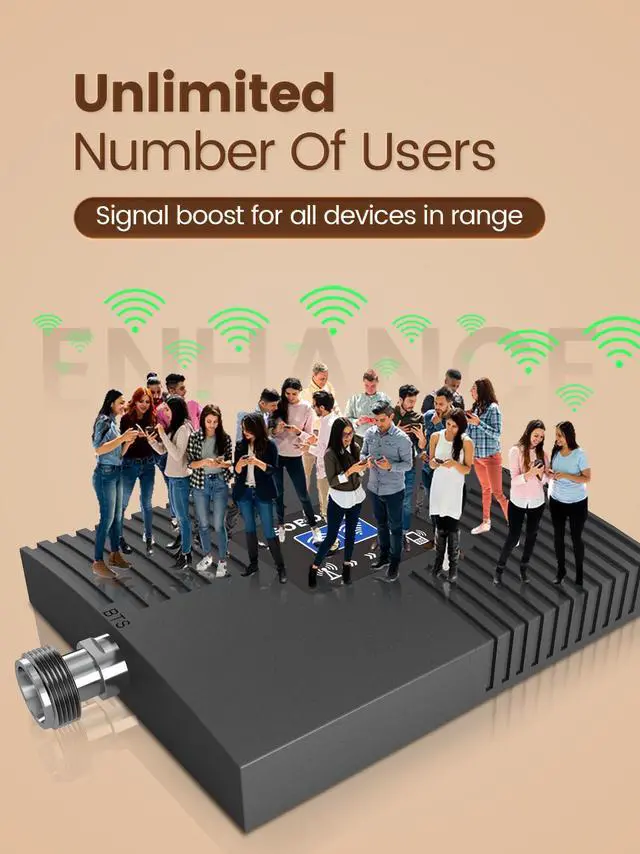Alt view image 6 of 7 - Cell Phone Booster, 65dB Band 4 Band 5 Band 66 850MHz CDMA 1700/2100MHz AWS Cell Phone Signal Booster Amplifier for Home/Office for Bell Telus Rogers Fido HD Voice & Fast Data
