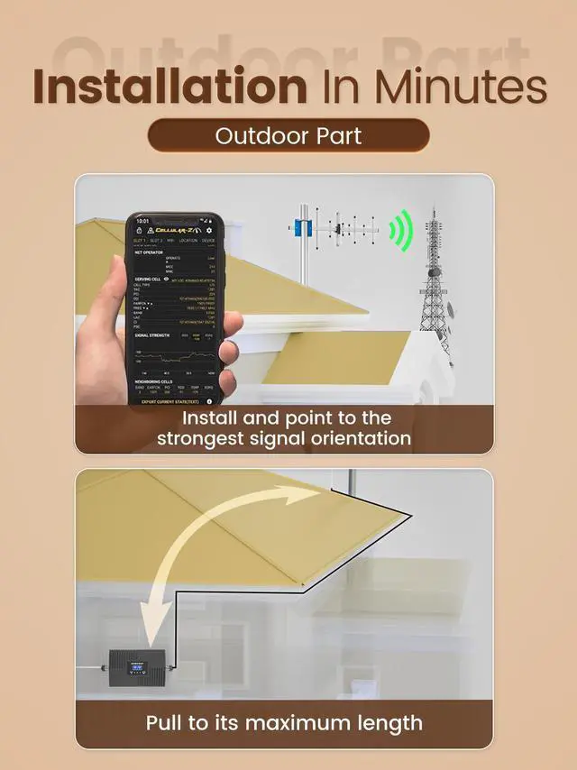 Alt view image 7 of 7 - Cell Phone Booster, 65dB Band 4 Band 5 Band 66 850MHz CDMA 1700/2100MHz AWS Cell Phone Signal Booster Amplifier for Home/Office for Bell Telus Rogers Fido HD Voice & Fast Data