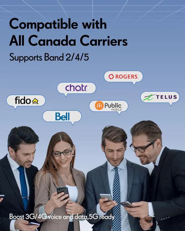 Alt view image 2 of 7 - Cell Phone Signal Booster, Band 2/4/5 Cell Phone Signal Booster Boost 3G 4G LTE Voice & Data for Rogers, Fido, Telus, Bell Up to 460 (5,000 sq. ft.) ISED Approved