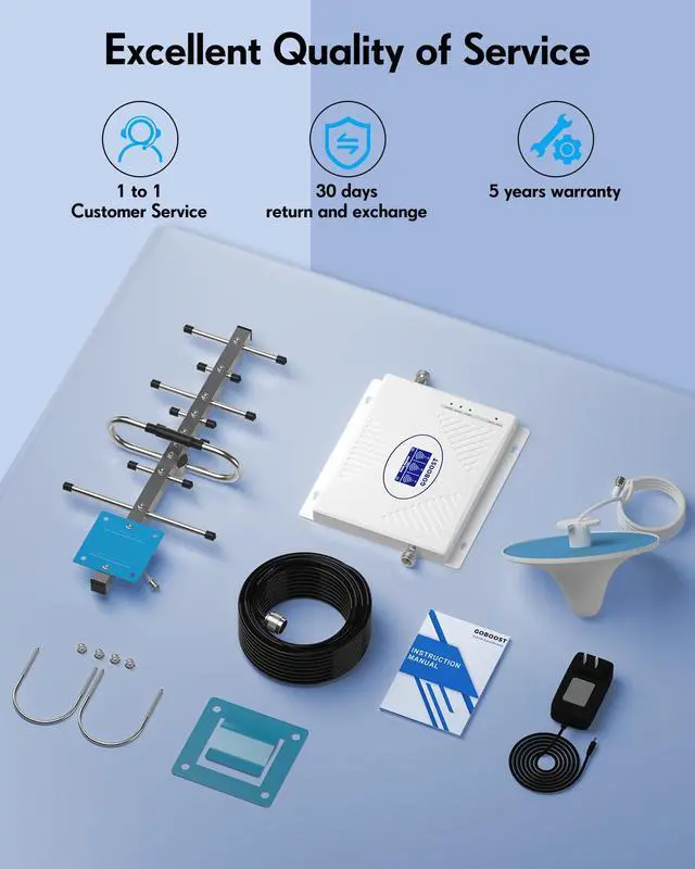 Alt view image 7 of 7 - Cell Phone Signal Booster, Band 2/4/5 Cell Phone Signal Booster Boost 3G 4G LTE Voice & Data for Rogers, Fido, Telus, Bell Up to 460 (5,000 sq. ft.) ISED Approved