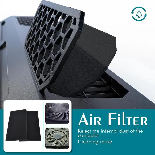 Alt view image 5 of 7 - IETS GT300 Double Blower Laptop Cooling Pad for 14-17 Inch Gaming Laptop, Cooler Pad with Dust Filter, Flexible Rubber Ring, Colorful Lights,Adjustable Mount Stand,Third Gear Speed