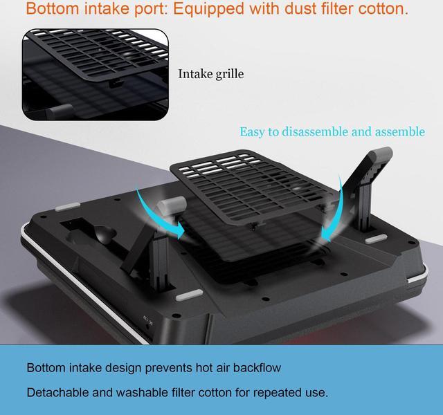 Alt view image 7 of 7 - IETS GT600  Laptop Cooling Pad Equipped with Gigantic Turbo-Fan(5.5inch Diameter),Sealed Foam for Rapid Cooling Gaming Laptop,14.1-19.3 inch Laptop Cooler with Dust Filter GT500B0