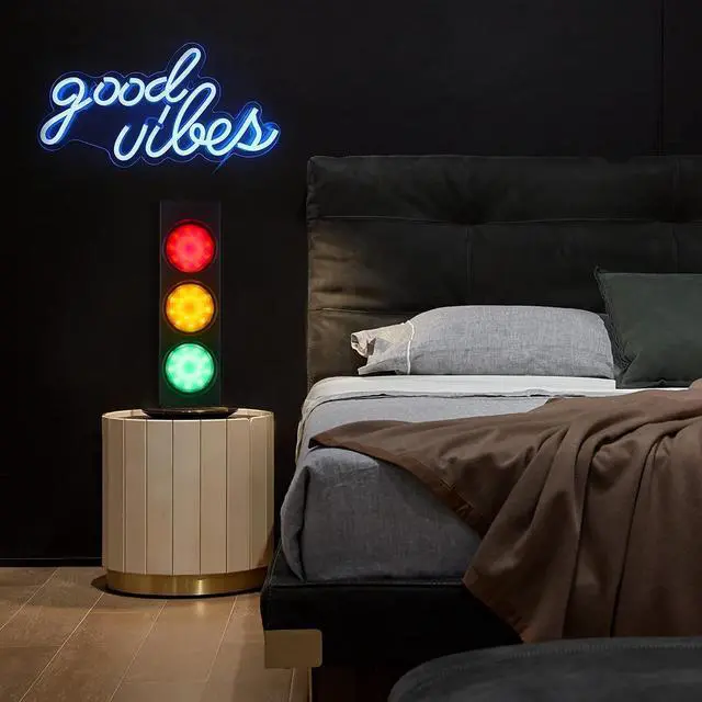 Alt view image 5 of 6 - PANLAVIE Traffic Light Wall Lamp Remote Control Retro Kids Bedroom Stop Light, Plug in Industrial LED Wall Sconce, 18.5 Vintage Fun Signal Light for Home Office Bar Garage Car Room Decor Christmas